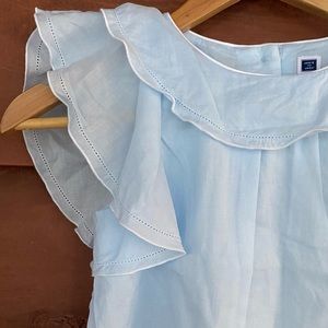 ⬇️ JANIE AND JACK | Baby Blue Flutter Sleeve Top | NWOT | Girls Size: 6